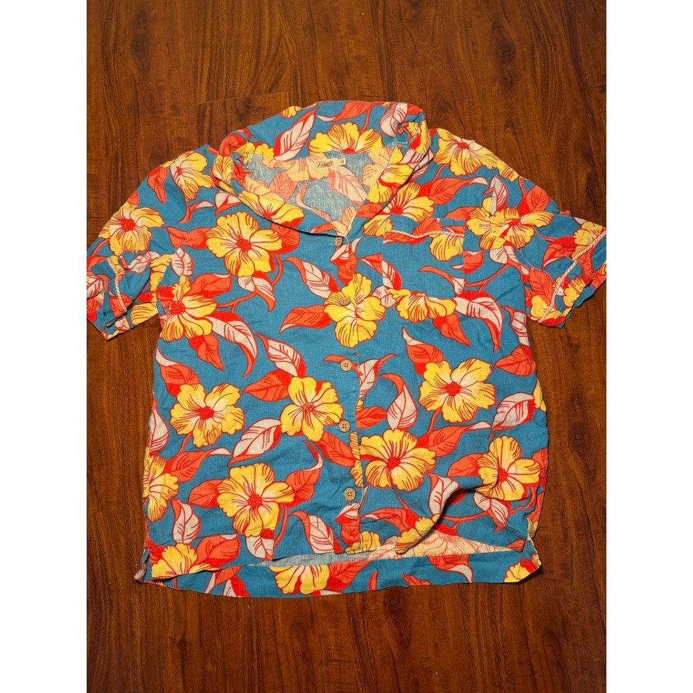 Faherty Womens She Does Him Max Top Shirt L.A. Red Floral Blue Yellow Size 3 (S)